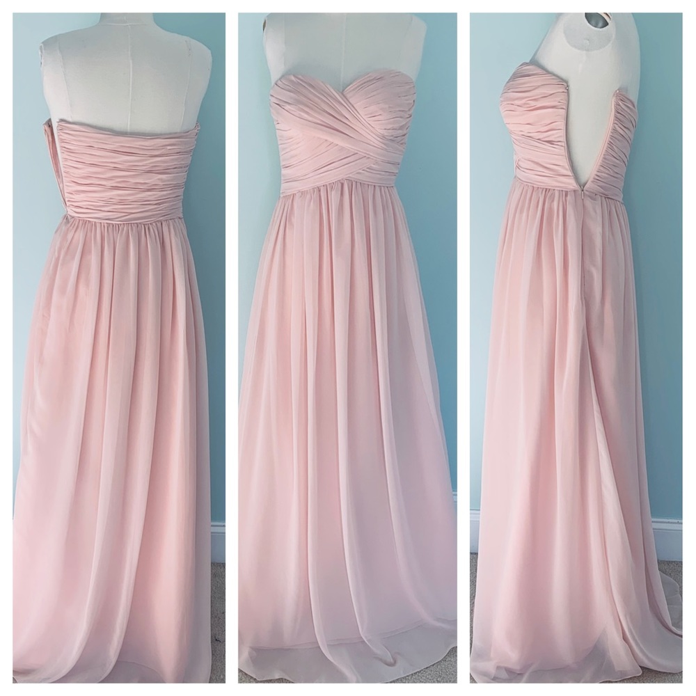 Bill Levkoff Pale Pink Chiffon Strapless Gown 8